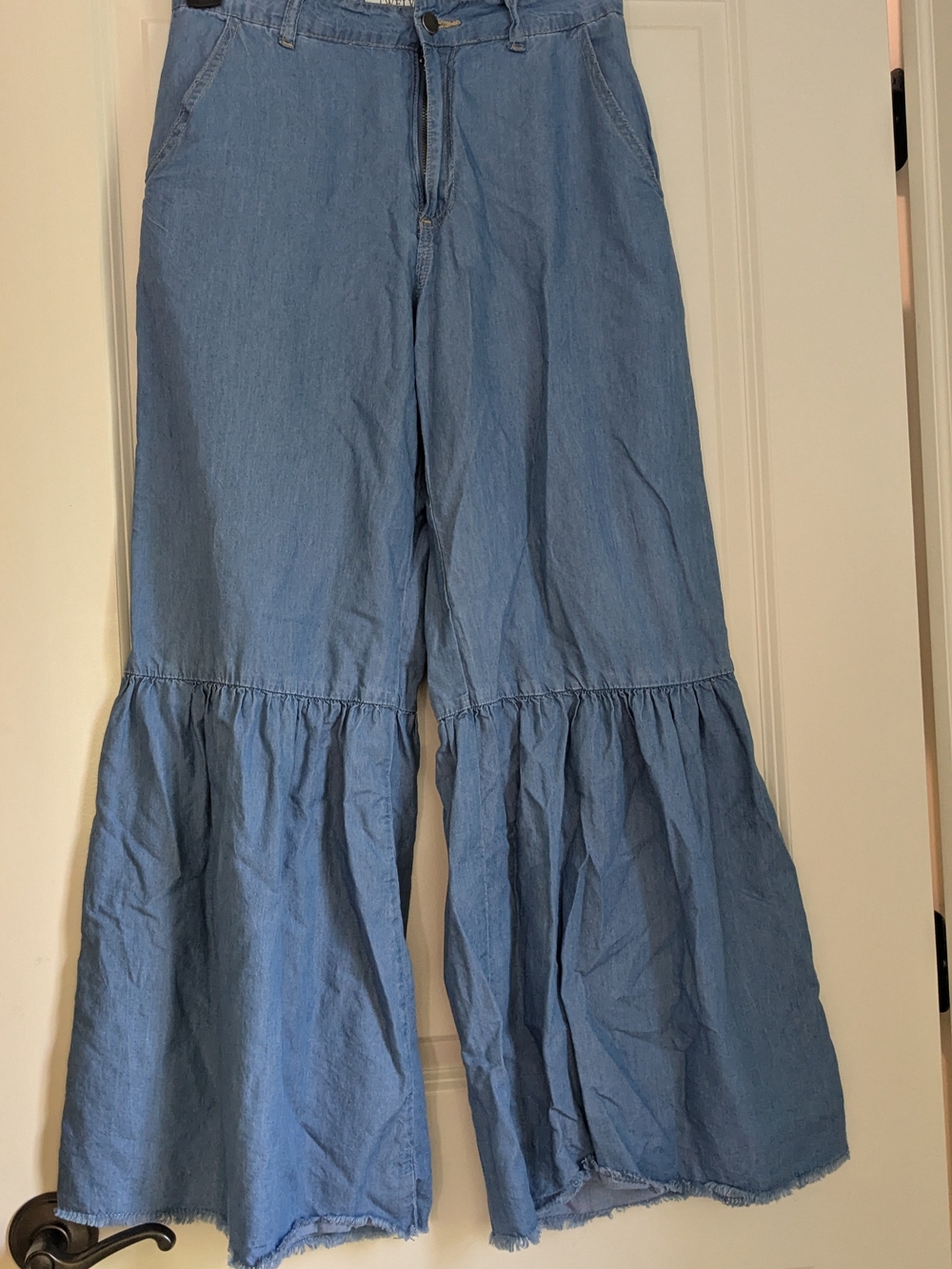 Twelfh By On Twelfh Light Blue Ruffled Wide-Leg Women’s Jeans